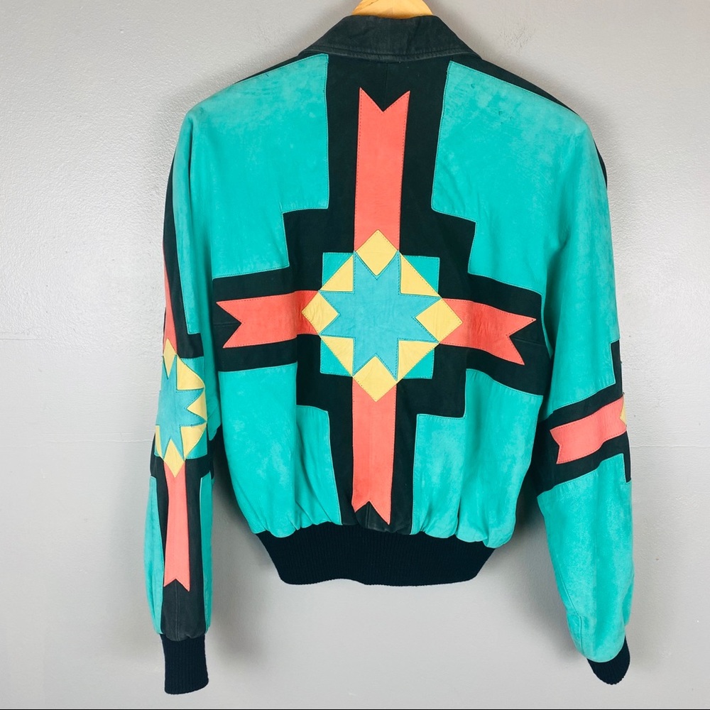 Michael Hoban vtg 90s Southwest suede Moto jacket - Picture 2 of 8